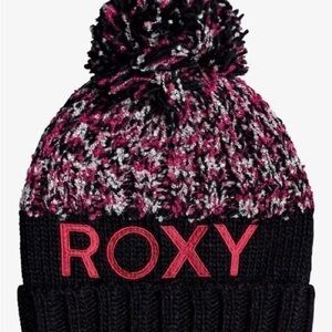 Roxy Black and Pink Pom-Pom Beanie Girls